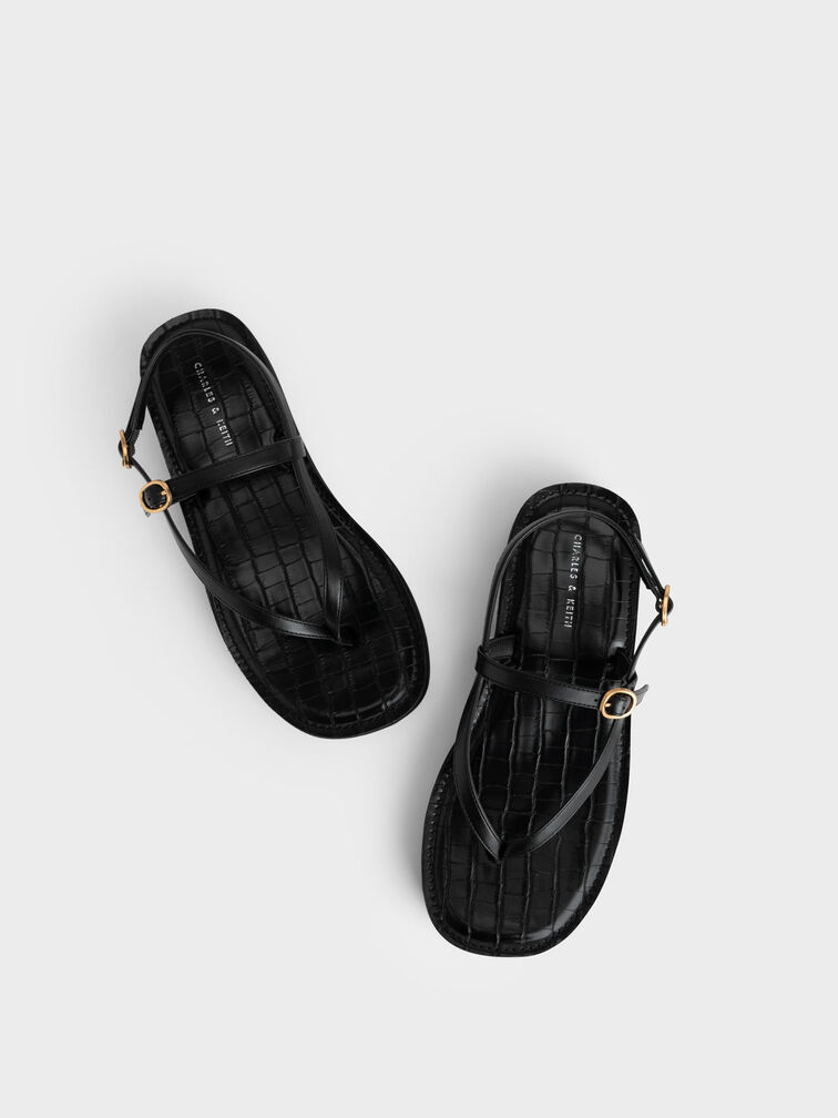 Strappy Flatform Thong Sandals, , hi-res
