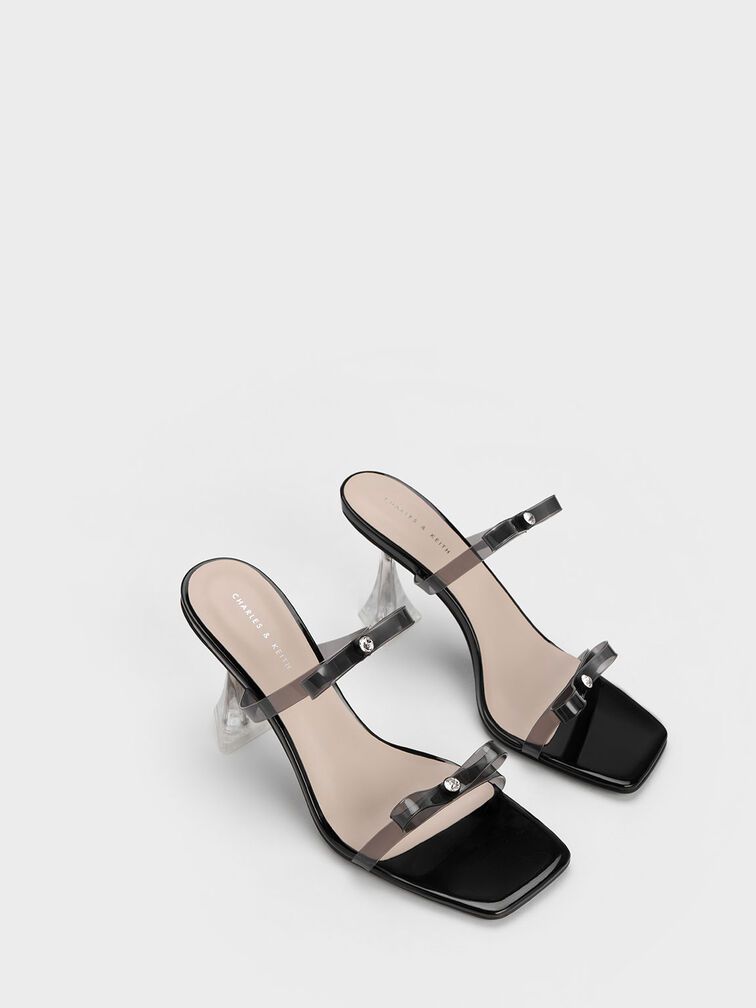 Embellished Bow See-Through Sandals, , hi-res