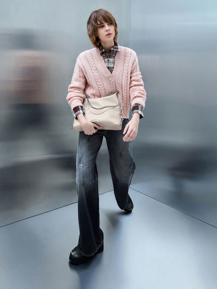 Atwood Chain Hobo Bag, Shell Grey, hi-res