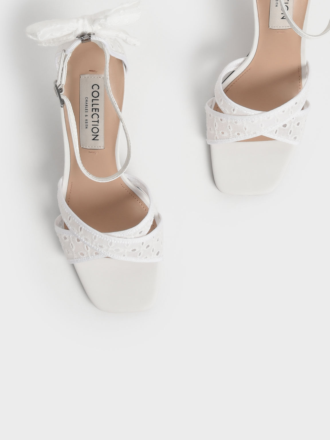 The Bridal Collection: Blythe Broderie Anglaise Leather Sandals, White, hi-res
