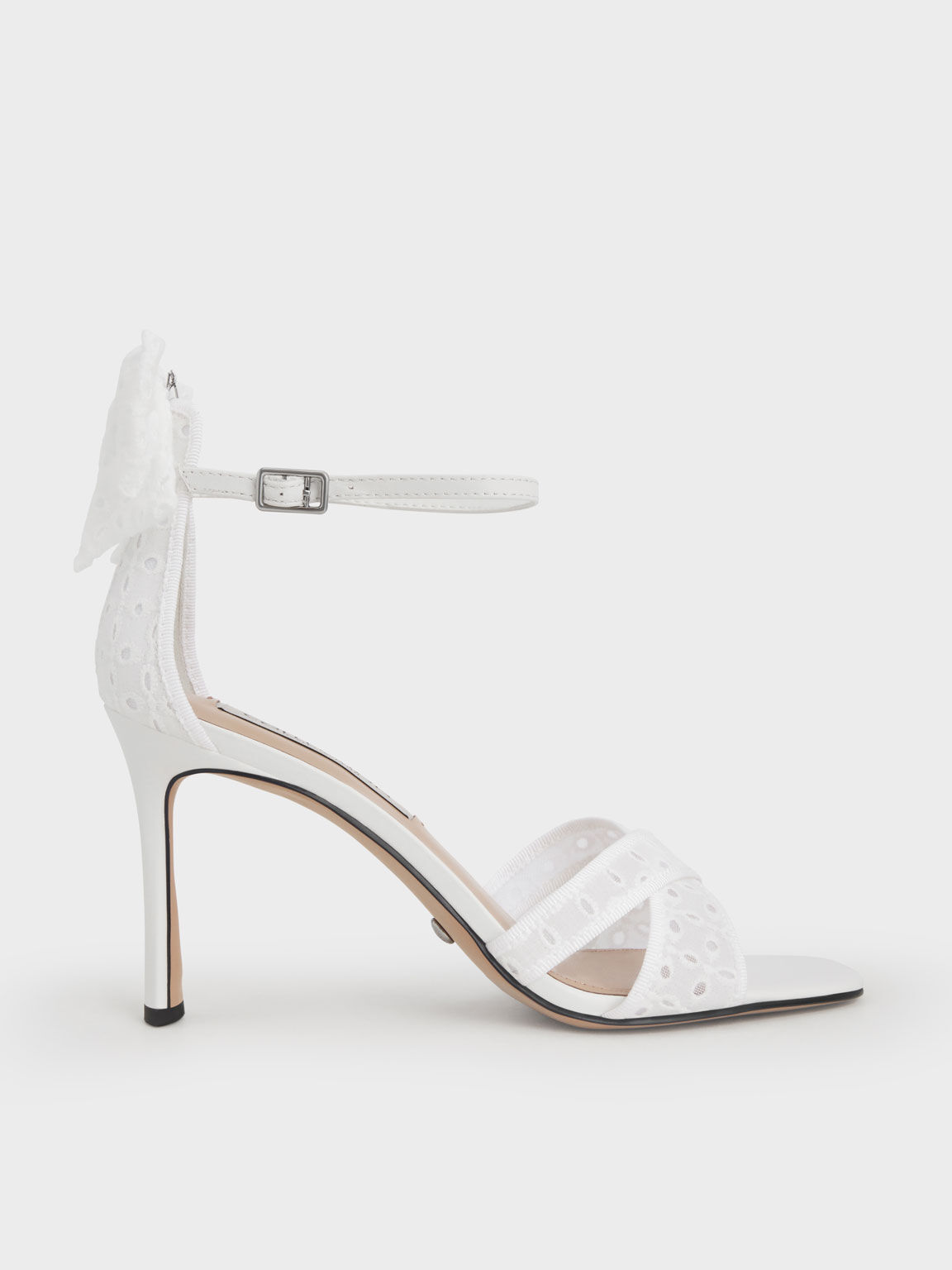 The Bridal Collection: Blythe Broderie Anglaise Leather Sandals, White, hi-res