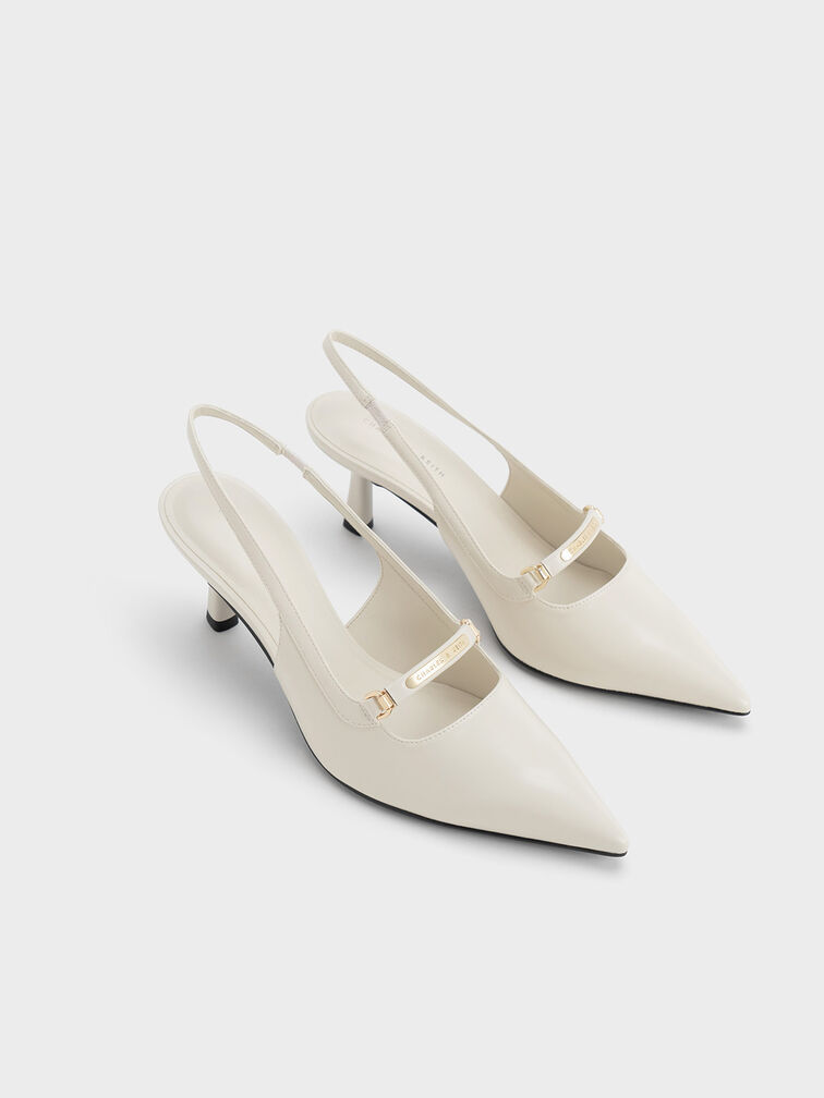 Metallic Accent Slingback Pumps, , hi-res