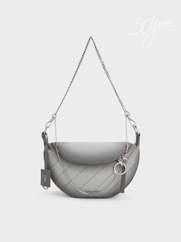 Philomena Half-Moon Crossbody Bag, Grey, hi-res