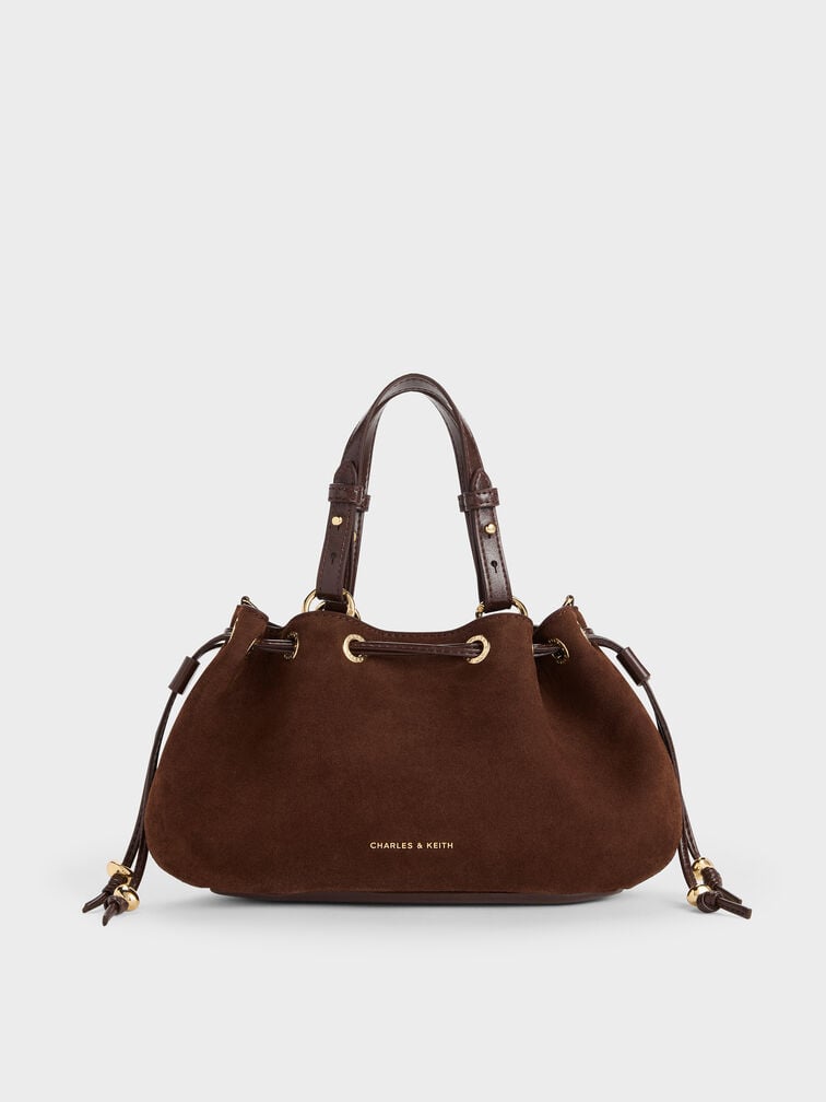 Mini Moxie Drawstring Bucket Bag, Dark Brown, hi-res