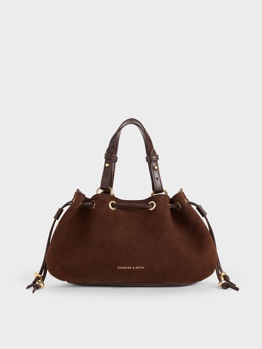 Mini Moxie Drawstring Bucket Bag, Dark Brown, hi-res