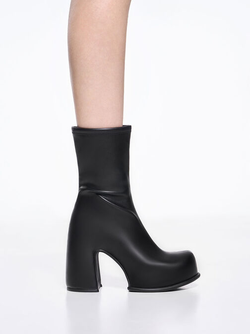 Pixie Platform Ankle Boots, สีดำ, hi-res