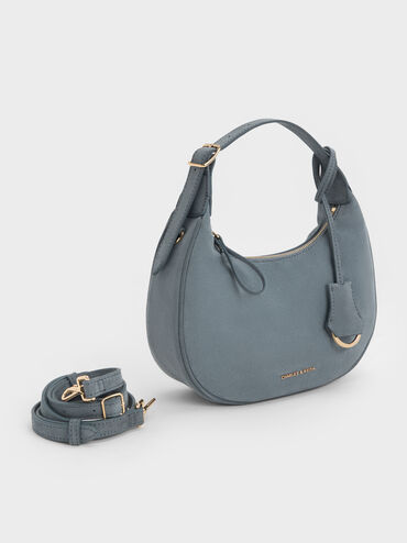 Vega Faux Suede Hobo Bag, Smoky Blue, hi-res