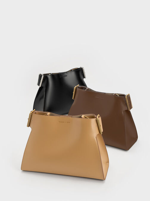 Lexie Side-Buckle Trapeze Shoulder Bag, , hi-res