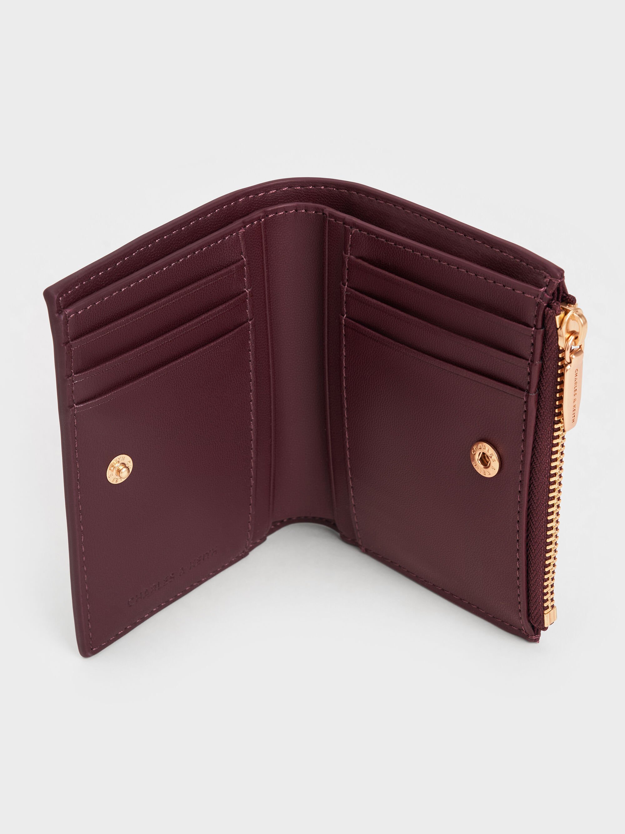 Wineberry Red Midori Geometric Top-Zip Wallet - CHARLES