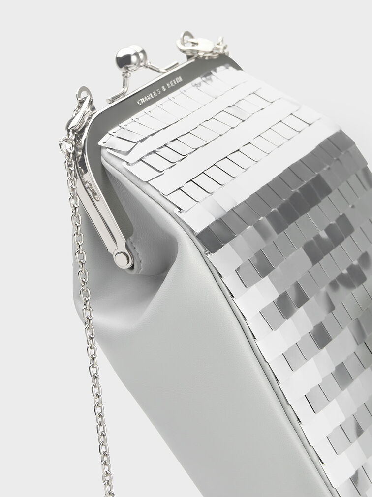 Disc-Embellished Chain Handle Pouch, , hi-res