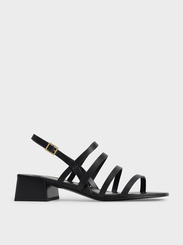 Strappy Geometric Slingback Sandals, , hi-res