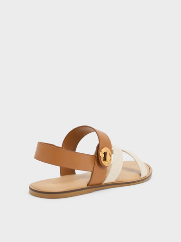 Yara Turn Lock Strappy Sandals, Caramel, hi-res