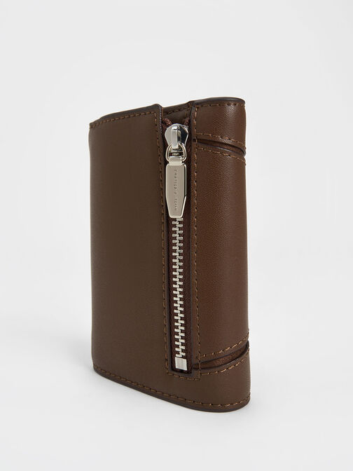 Nasrin Geometric Wallet, Dark Brown, hi-res