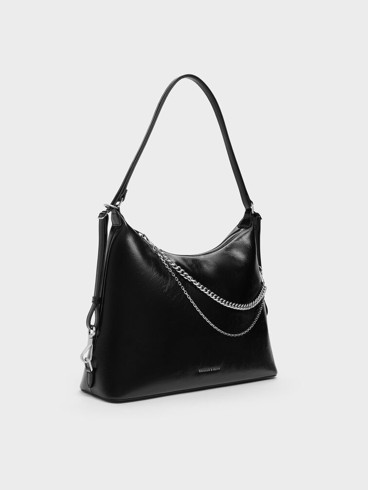 Atwood Chain Hobo Bag, Noir, hi-res