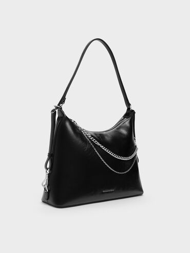 Atwood Chain Hobo Bag, Noir, hi-res