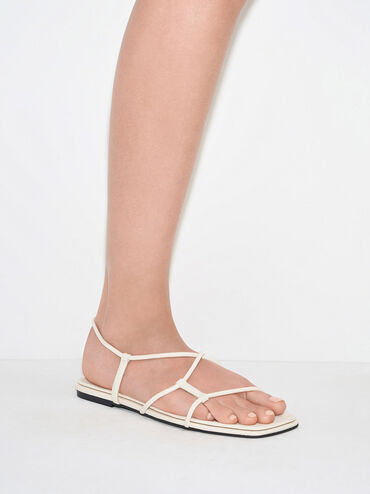 Square-Toe Strappy Sandals, Chalk, hi-res