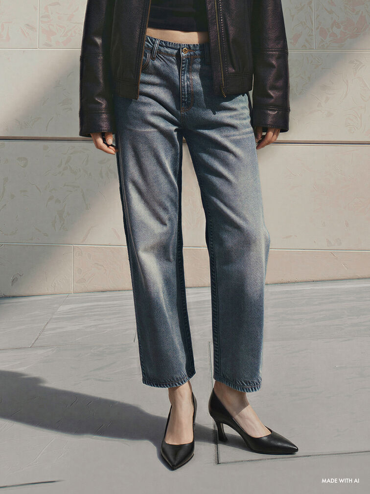 รองเท้าส้นสูงหัวแหลมรุ่น Kerra, สีดำ, hi-res