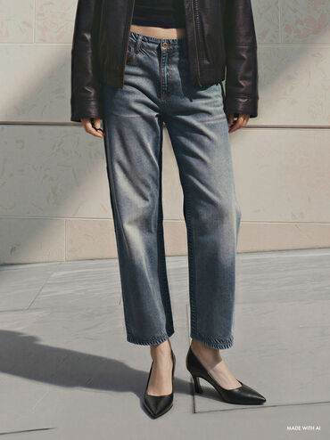 Kerra Pointed Mid Heels, Black, hi-res