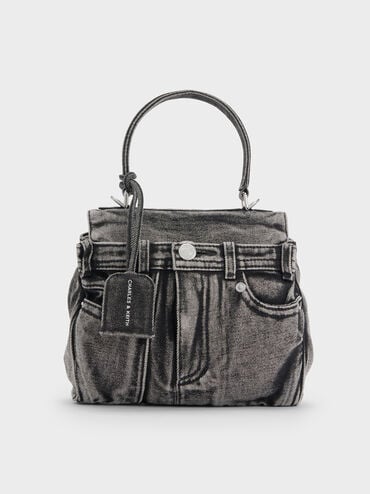 Arita Denim Jeans Top Handle Bag, Denim Noir, hi-res