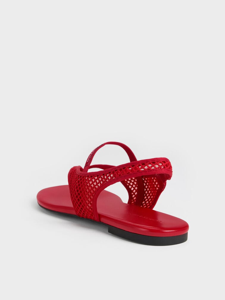 Ellory Mesh Thong Slingback Sandals, Red, hi-res