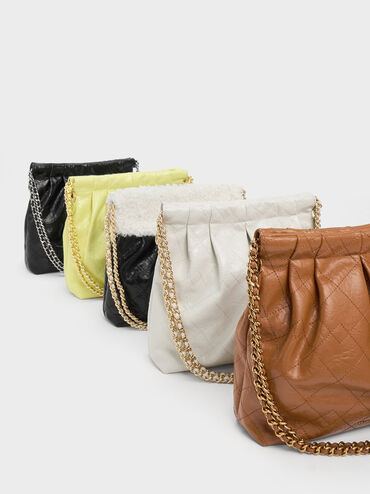Duo Chain Handle Shoulder Bag, สีบัตเตอร์, hi-res