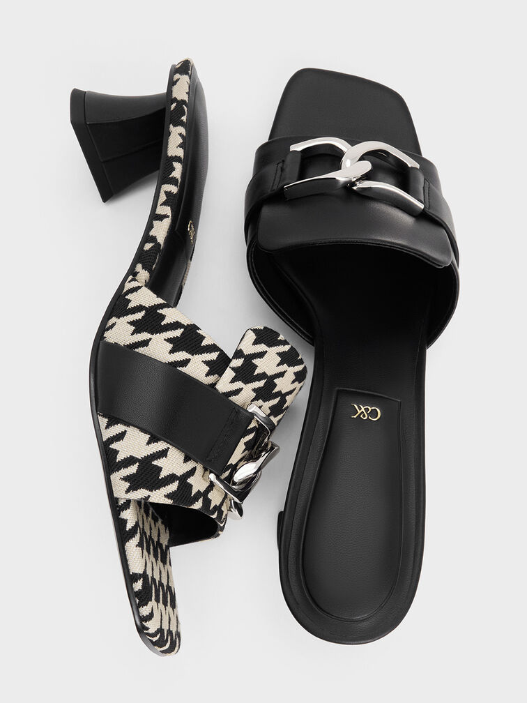 Gabine Houndstooth Leather Heeled Mules, สีมัลติ, hi-res