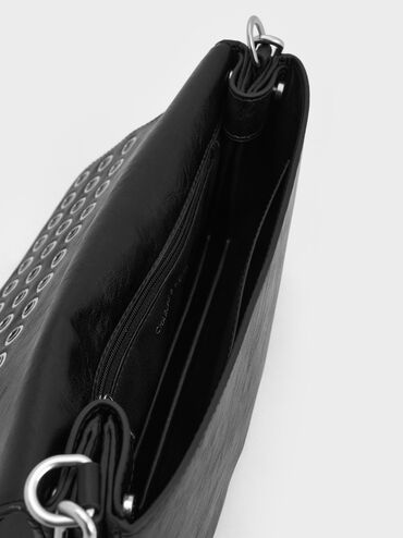 Liv Grommet Chain-Handle Shoulder Bag, Noir, hi-res