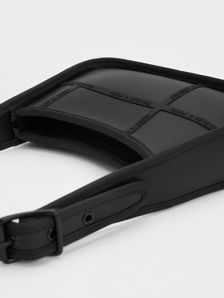 Avenue Contrast-Trim Trapeze Shoulder Bag, , hi-res