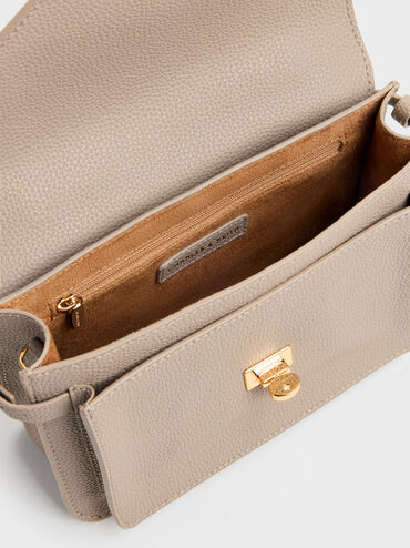Mini Chance Turn-Lock Crossbody Bag, Taupe, hi-res