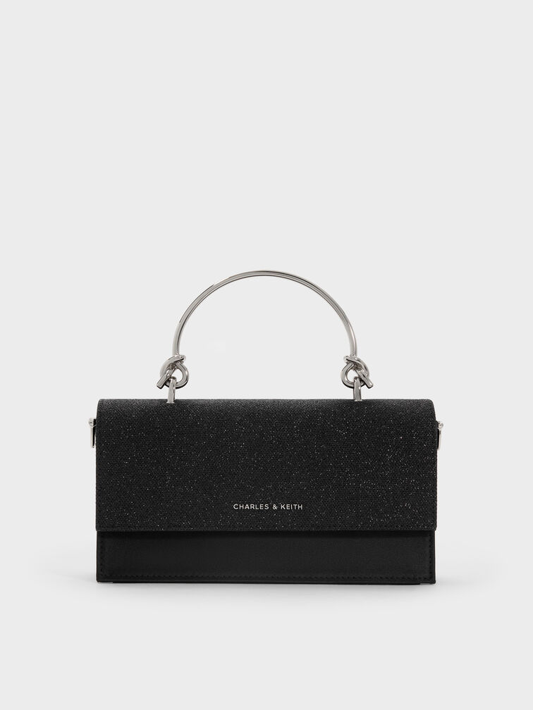 Kristine Glittered Wallet On Chain, Noir, hi-res