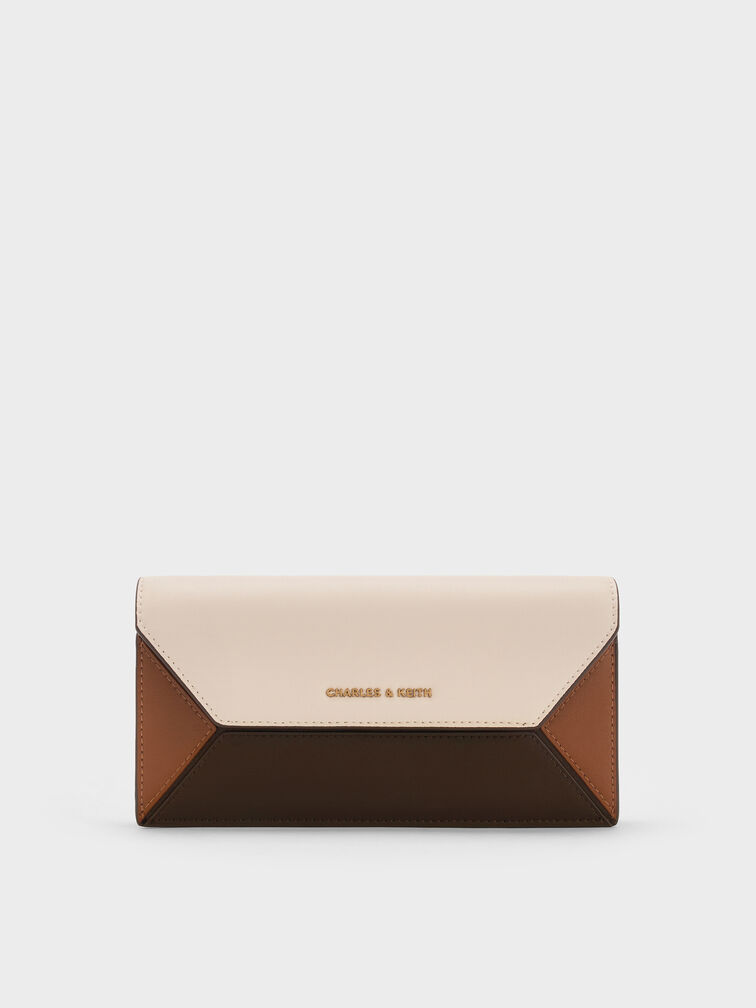 Nasrin Colourblock Geometric Long Wallet, Multi Brown, hi-res