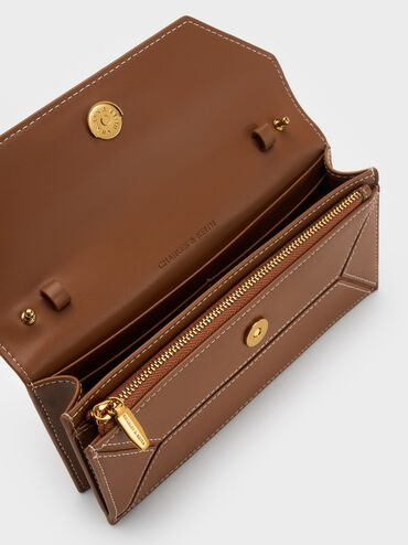 Nasrin Geometric Long Wallet, Chocolate, hi-res