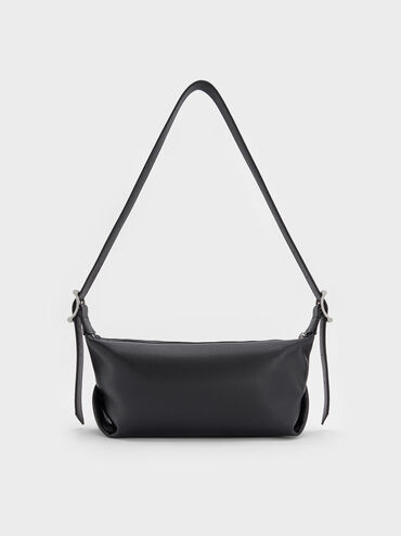 Larsen Buckle-Strap Slouchy Shoulder Bag, Noir, hi-res