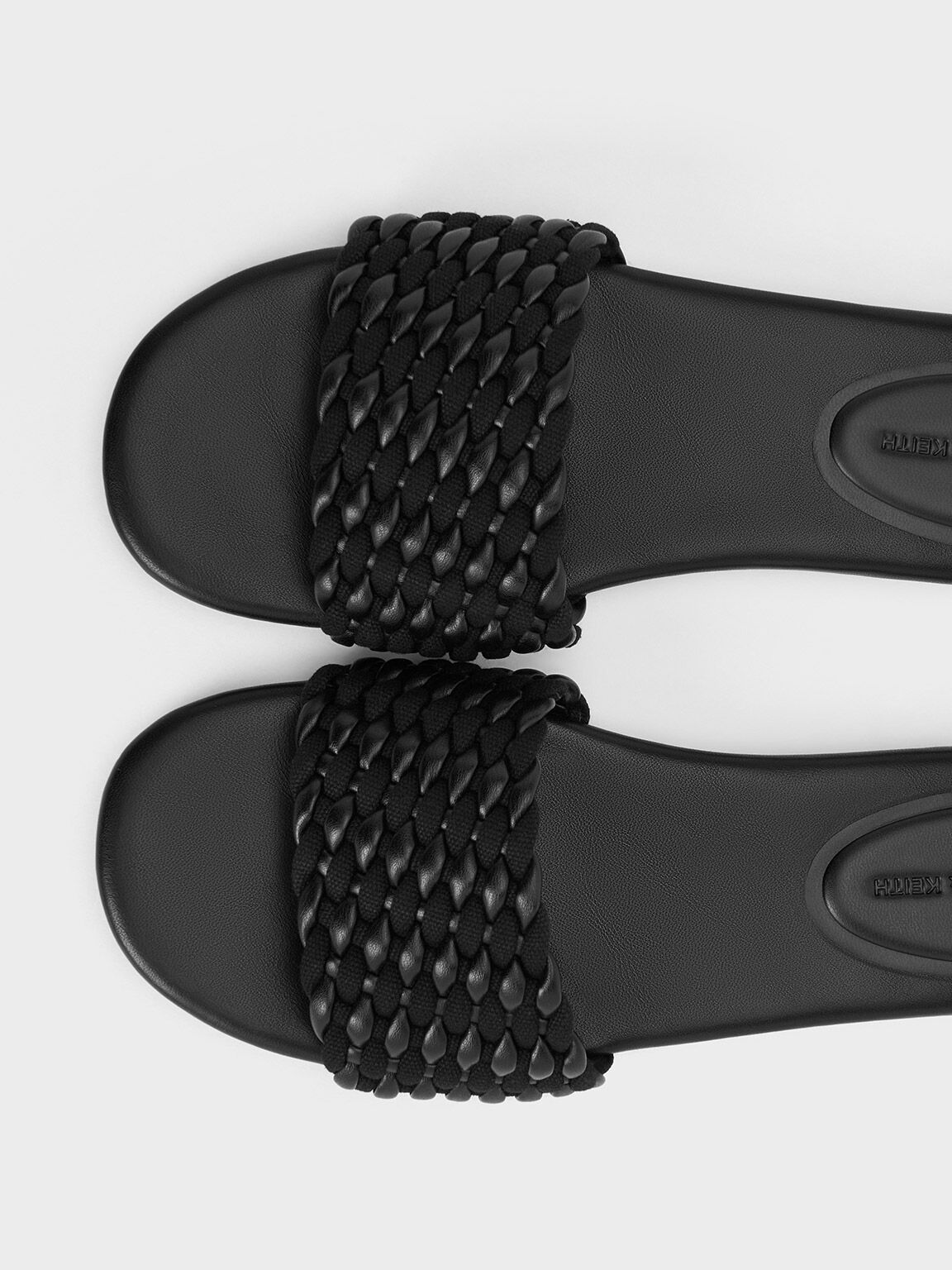Black open discount toe slides