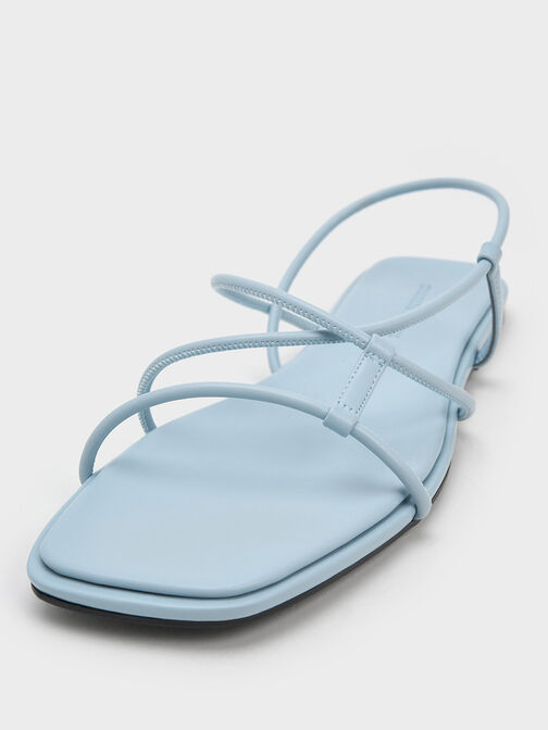 Square-Toe Strappy Sandals, Light Blue, hi-res