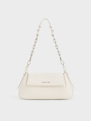 Olivia Trapeze Shoulder Bag, สีครีม, hi-res