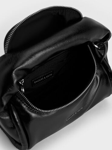 Yama Padded Handle Bag, สีดำอะไหล่สีเงิน, hi-res