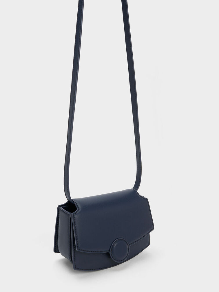 Clover Curved Shoulder Bag, สีเนวี, hi-res