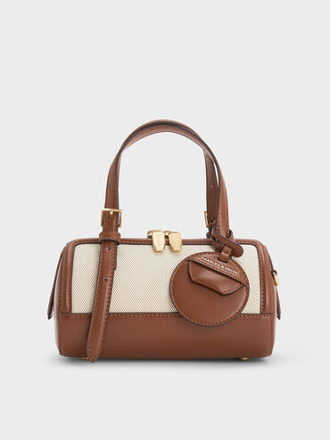 Enola Canvas Two-Tone Bowling Bag, Chocolate, hi-res