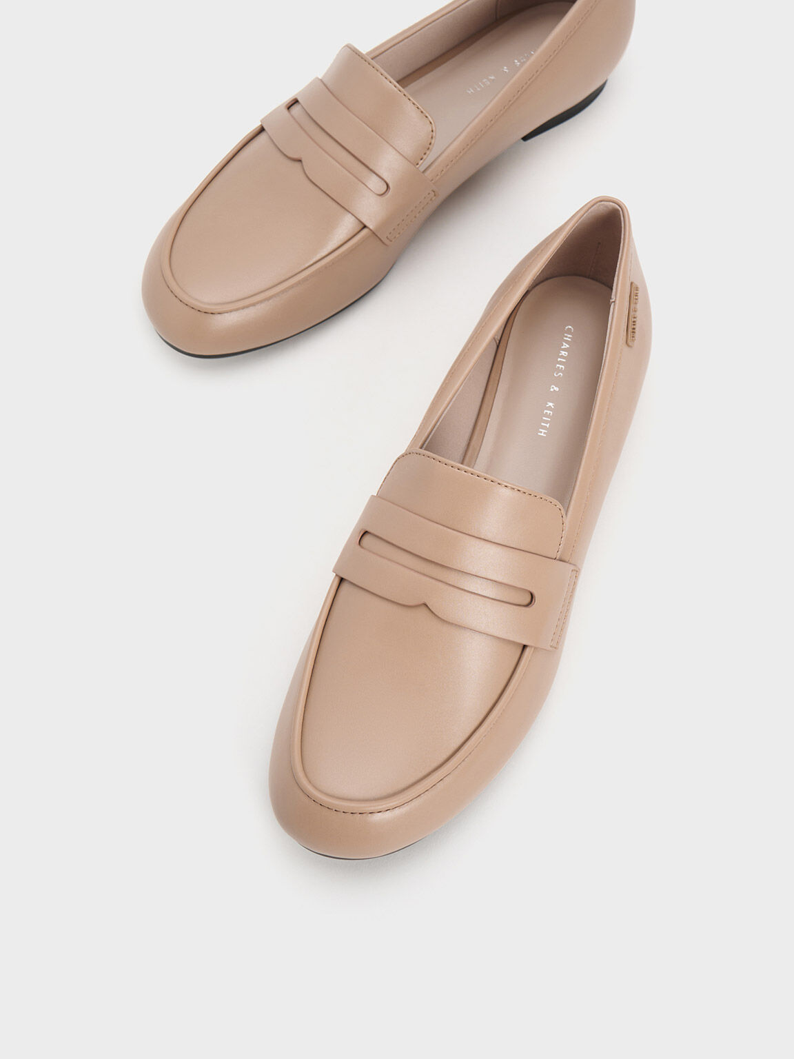 Nude Cut Out Almond Toe Penny Loafers CHARLES KEITH TH