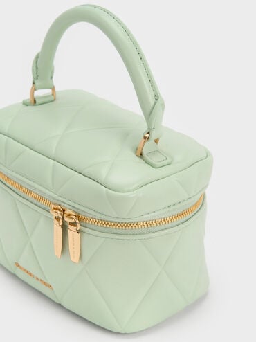 Arwen Quilted Top Handle Vanity Bag, Mint Green, hi-res