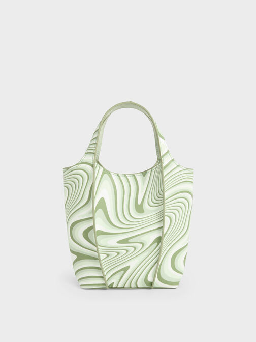Arlys Swirl Print Tote Bag, สีมินท์กรีน, hi-res