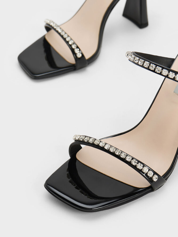 Patent Gem-Encrusted Heeled Sandals, , hi-res