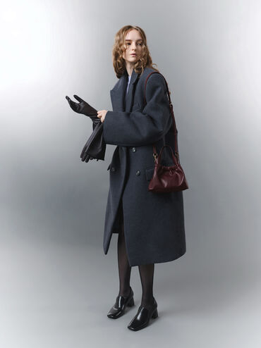 Ally Ruched Slouchy Chain-Handle Bag, Wineberry Red, hi-res