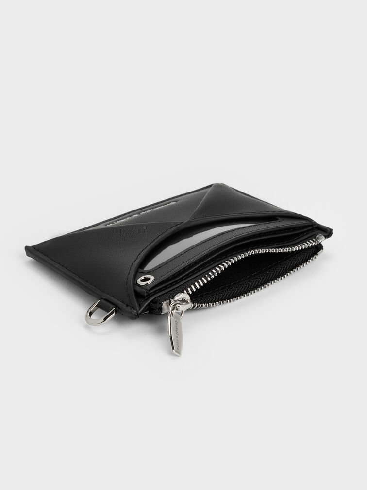 Hazel Bow Panelled Card Holder, Noir, hi-res