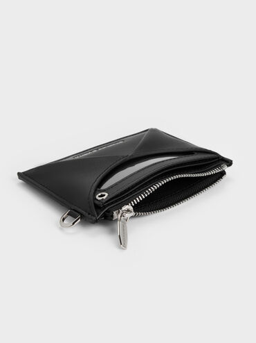 Hazel Bow Panelled Card Holder, Noir, hi-res