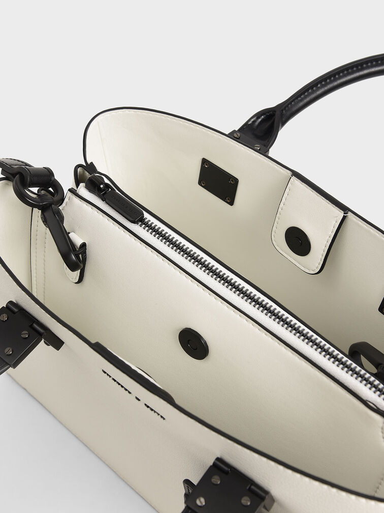 Double Top Handle Structured Bag, , hi-res