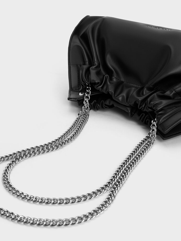 Cyrus Slouchy Chain-Handle Bag, สีดำอะไหล่สีเงิน, hi-res