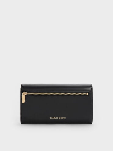 Lilibet Metallic-Accent Chain-Strap Long Wallet, Black, hi-res