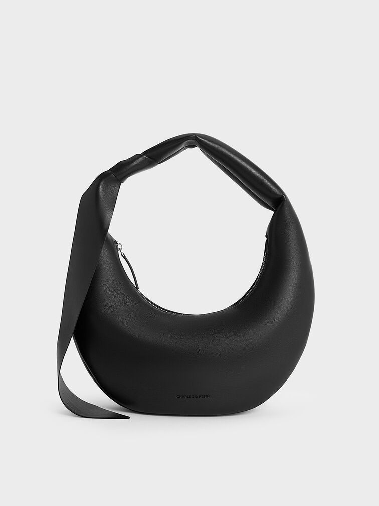 Mini Toni Knotted Crescent Hobo Bag, Noir, hi-res